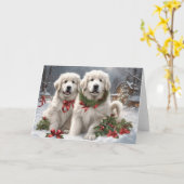 Carte Chiots des Pyrénées 1 Scène d'hiver (Fleur jaune)