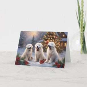 Carte Chiots des Pyrénées 4 Scene de Noël d'hiver