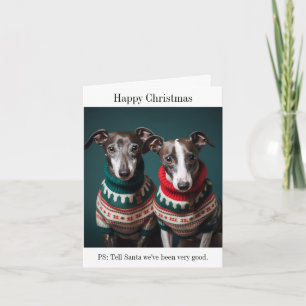 Carte Chiots gris dans les pulls de Noël