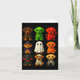 Carte Chiots labrador noirs d'Halloween en costume