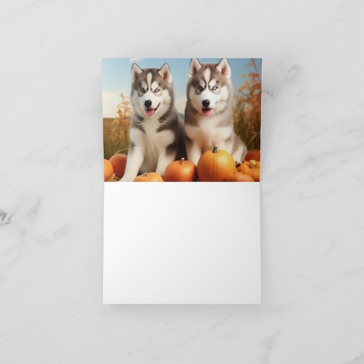 Carte Chiots Malamute d'Alaska Délice d'Automne Citrouil (Intérieur)
