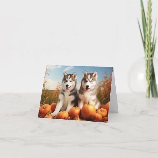 Carte Chiots Malamute d'Alaska Délice d'Automne Citrouil (Devant)