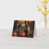 Carte Chiots Malinois Belge Délice d'Automne Citrouille  (Fleur jaune)