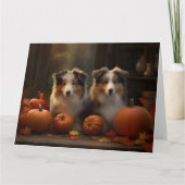 Carte Chiots Rough Collie Délice d'Automne Citrouille  (Devant)