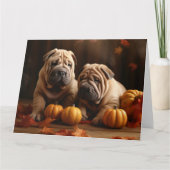 Carte Chiots Shar Pei Délice d'Automne Citrouille (Devant)