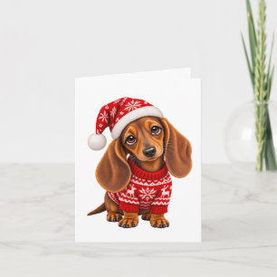 Carte Chiots teckel de Noël