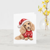 Carte Chiots teckel de Noël (Fleur jaune)