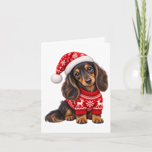 Carte Chiots teckel de Noël (Devant)