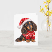 Carte Chiots teckel de Noël (Fleur jaune)