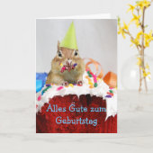 Carte Chipmunk d'anniversaire allemande (Fleur jaune)