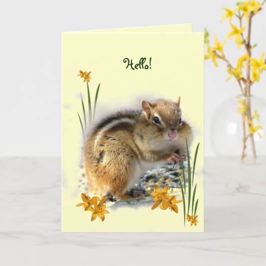 Carte Chipmunk pense à vous (Fleur jaune)