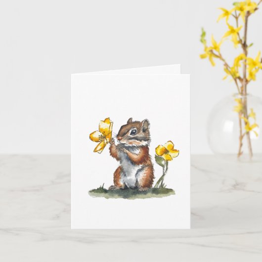 Carte Chipmunk personnalisable (Fleur jaune)