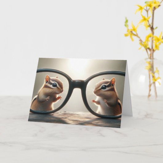 Carte Chipmunks à travers des lunettes (Fleur jaune)
