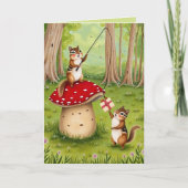 Carte Chipmunks Drôle Jouer Toadstool Joyeux anniversair (Devant)