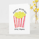Carte Chips Fries Joyeux Anniversaire Nom personnalisé (Fleur jaune)