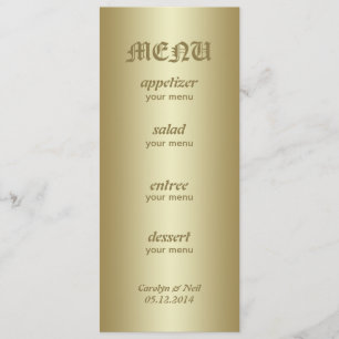 Carte chique élégante de menu d'or