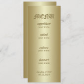 Carte chique élégante de menu d'or (Devant / Derrière)