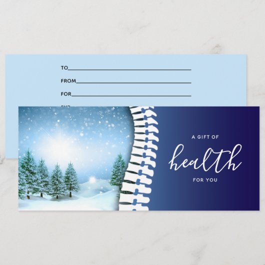 Carte Chiropractic Blue Spine Holiday Certificat cadeau (Devant / Derrière)