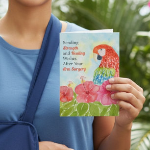 Carte Chirurgie du bras Guérison Ara rouge, Hibiscus