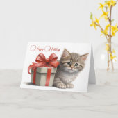 Carte Chistmas Kitty avec boîte cadeau (Fleur jaune)