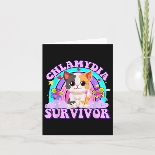 Carte Chlamydia Survivor Chat Arc-en-ciel (Devant)