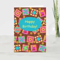 Chocolat Brown Patchwork Quilt Art Joyeux annivers