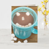Carte chocolat chaud au visage heureux (Fleur jaune)