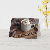 Carte Chocolat Chaud d'Anniversaire de Janvier (Fleur jaune)