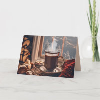 Chocolat chaud d'anniversaire par fenêtre d'hiver