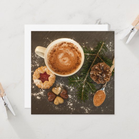 Carte Chocolat Chaud de Noël (Devant/Arrière en situation)