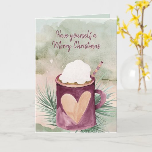Carte Chocolat chaud de Noël (Fleur jaune)