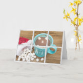 Carte Chocolat chaud de Noël au visage heureux (Fleur jaune)