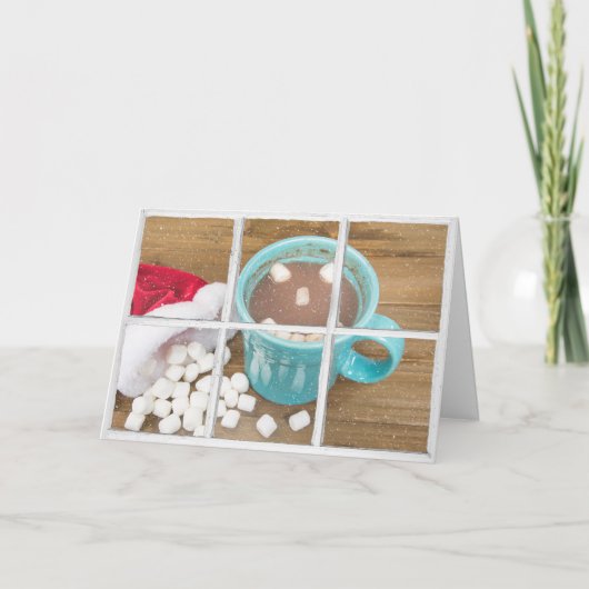 Carte Chocolat chaud de Noël au visage heureux (Devant)