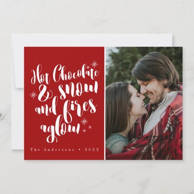 Carte Chocolat chaud et neige Conception de vacances con (Devant)