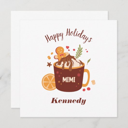 Carte Chocolat chaud mignon avec pain d'épices (Devant / Derrière)