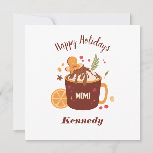 Carte Chocolat chaud mignon avec pain d'épices (Devant)