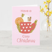 Carte Chocolat Chaud Mug Noël Salutation (Fleur jaune)