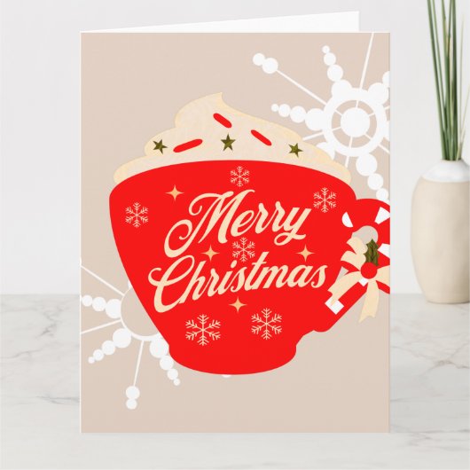 Carte Chocolat Chaud Noël Tan Flocon de Neige Joyeux (Devant)