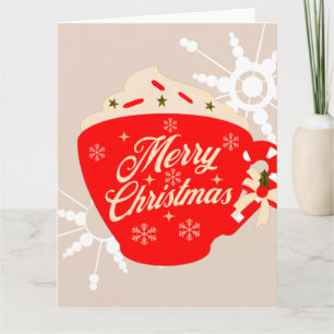 Carte Chocolat Chaud Noël Tan Flocon de Neige Joyeux