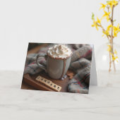 Carte Chocolat Chaud Pour Janvier Anniversaire (Fleur jaune)