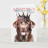 Carte Chocolat Lab Dog Queen pour une journée d'annivers (Fleur jaune)