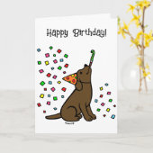 Carte Chocolat Labrador Confetti fête d'anniversaire (Fleur jaune)