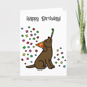 Carte Chocolat Labrador Confetti fête d'anniversaire