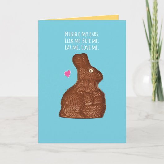 Carte Chocolat Lapin De Pâques - Lick Me, Mange-Moi, Aim (Devant)