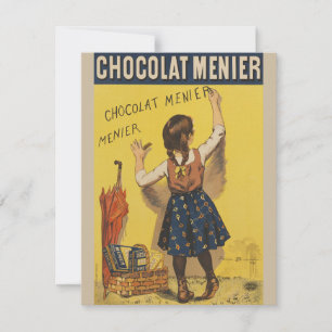 Carte Chocolat Menier Petite fille Mur écriture
