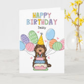 Carte Chocolat Tan Cockapoo Chien Cavapoo Joyeux Anniver (Fleur jaune)