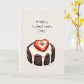 Carte Chocolate Brownie Strawberry Heart Valentine's Day (Fleur jaune)