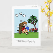 Carte Chocolate labrador Angel with Love (Fleur jaune)