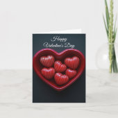 Carte Chocolats en forme de coeur rouge Saint Valentin (Devant)