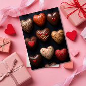 Carte Chocolats en forme de coeur Salutation de Valentin